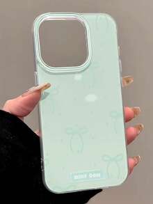 1个可爱蝴蝶结手机壳，兼容 16 Pro、17 Pro Max、16、13、15、11、12、14 Pro Max，防震边框，光滑柔软IMD材质保护壳 - 綠底蝴蝶結 - 查看 4