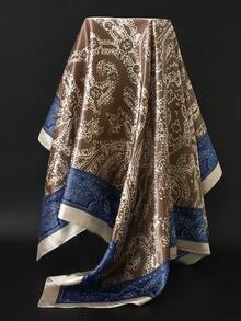 1pc 35.4inch Luxury Printed Scarf, Versatile Travel Shawl, 90*90CM Square Scarf For Women - Multicolor - View 3