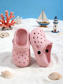 New Summer Unisex Soft Comfortable Slip-On Shoes, Flat Casual Sandals For Girls And Boys, Beach Holiday Clogs - 粉色 - 查看 2