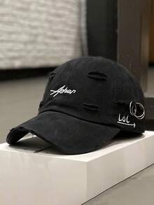New Distressed Baseball Cap, Unisex Korean Style Embroidered Sun Visor Hat,Summer,Beach,Holiday - A - View 17
