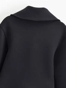 Spring/Autumn Solid Color Lightweight Zip-Up Jacket - Black - View 8