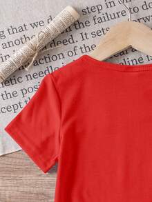 A Casual And Fashionable Short-Sleeved Disney Boys' T-Shirt With A Red Pattern Themed On The Birthday Of Lightning McQueen. Suitable For Daily Wear. - Đỏ - Xem 4