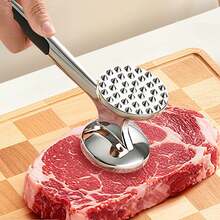 1pc Stainless Steel Meat Tenderizer, Kitchen Cooking Tool For Pounding Steak, Meat Mallet, Commercial Meat Pounder - Silver - View 2