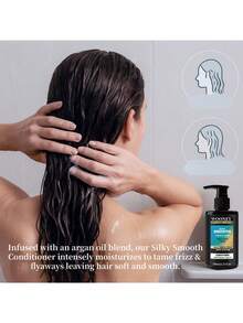 200毫升丝滑柔顺抗毛躁护发素，专为毛躁发质设计，蕴含摩洛哥坚果油、角蛋白、大米精华、生姜提取物，蕴含摩洛哥坚果油混合物，丝滑柔顺护发素深层滋润，抚平毛躁和飞翘，令秀发柔软顺滑。 - 1件護髮素 - 查看 10