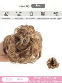 Claw Clip Messy Bun Ponytail Messy Hair Bun Extensions Wavy Curly Chignon Synthetic Tousled Updo Hairpieces For Women Girls - Multicolor - View 12