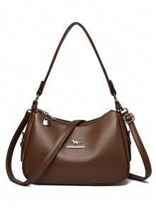 Túi đeo vai bằng da mềm mại, túi xách nữ công sở, thiết kế đơn giản, thời trang thành thị, mẫu mới năm 2026 dành cho các bà mẹ trung niên. - màu nâu - Xem 4