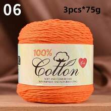 3-Pack Premium 100% Cotton Yarn, Soft & Cozy, Suitable For Handmade Sweaters, Scarves, Hats, Jackets, Vests, Shawls, Cushions, Etc. 3 Skeins X 75g = 225g - 75g Cotton - View 24