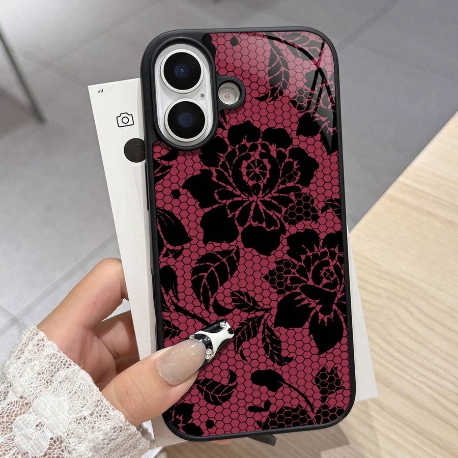 Detailed Lace Pattern Phone Case, Meticulously Crafted To Replicate Authentic Lace Texture. The Intricate Floral Design Creates A Mysterious And Elegant Ambiance, Suitable For Formal Occasions Or Everyday Use, Highlighting Your Unique Style And Sophistication. Compatible With Apple And Devices.