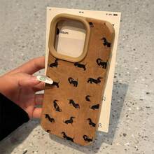 1个腊肠犬造型真皮手机壳，高品质，兼容苹果机型：17/17Pro/17ProMax/16/16Plus/16Pro/16ProMax/15/15Plus/15ProMax/14/14Plus/14Pro/14ProMax、13/13Pro/13ProMax、12/12Pro/12ProMax、11/11Pro Max - 棕色 - 查看 4