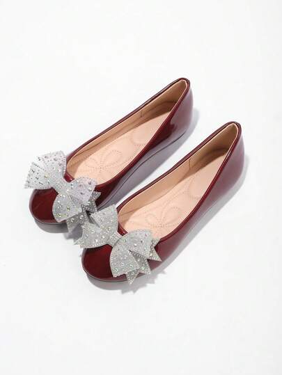 Women's Flat Shoes, Fashion Casual Vacation Avant-Garde Basic Commute Casual Bohemian Elegant Athletic Preppy Vintage Sexy Buckle Crystal Beaded Knotted Pleated Applique Asymmetric/Asymmetric Wine Red Slip-On Four-Section Shoes, Suitable For Office, Home, Gym, Outdoor, Spring/Summer/Autumn/Winter