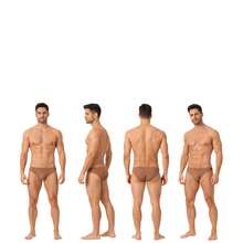 Combo 3 Men's Slim Swim Trunks 6cm Side Diandrher - Terracotta, Brown And Nude - 彩色 - 查看 3