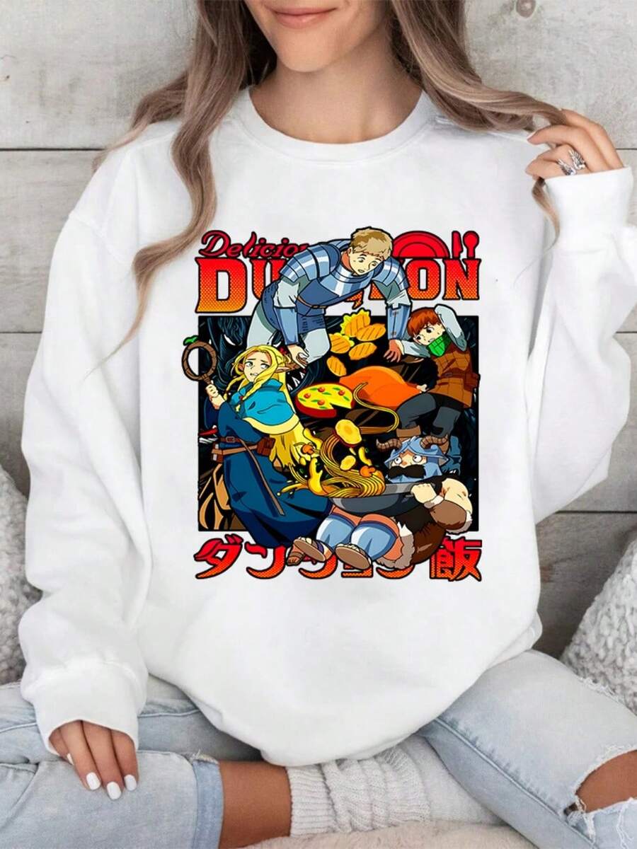 Delicious In Dungeon Shirt Laios Tshirt Marcille T-Shirt Senshi Top Anime Tee_613_t2 - màu đen - Xem 1