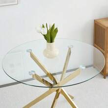 Dining Tables - Gold + Glass+Metal - View 6