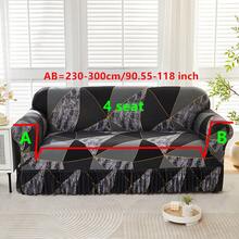 1 tấm bọc ghế sofa in hình thoi, kiểu váy, có chun co giãn, bảo vệ ghế sofa đa năng dùng được cả bốn mùa, bọc ghế sofa nguyên khối với đường viền xếp ly, phù hợp với ghế sofa 1/2/3/4 chỗ ngồi cho phòng ngủ, văn phòng, phòng khách, ngoài trời, trang trí nhà cửa. - màu đen - Xem 11