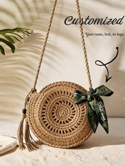 This Custom-Woven Silk Scarf Women's Crossbody/Shoulder Bag Features A Detachable Scarf For Versatile Styling And Practicality, Exuding A Casual Yet Fashionable Vibe. Customizable With Your Favorite Lettering. A Perfect Gift For Travel, Mother's Day, Or A Birthday. Also Suitable As A Vacation, Beach Crossbody Bag, Shopping Bag, Travel Crossbody Bag, Or Summer Party Crossbody Bag.