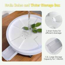 Organizador de plantas de 14 y 12 pulgadas con ruedas ocultas de 360° platillo rodante con orificio de drenaje y bandeja de drenaje extraíble para interiores y exteriores macetas de flores - Blanco - Ver 4