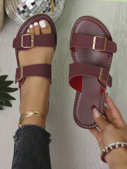Sandalias planas de estilo casual y vacacional para mujer, con suela tejida, ligera y cómoda