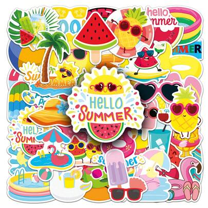 50 piezas de pegatinas de verano divertidas y lindas hechas a mano, impermeables, para teléfonos, portátiles, patinetas, graffiti creativo, automóviles y motocicletas