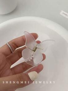 3个装女士塑料哑光蝴蝶小发夹，发爪 - 彩色 - 查看 4