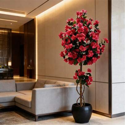 1 pieza Árbol de Buganvilla Falso de 180cm de altura, con abundantes flores, textura de pétalos delicada, decoración para el hogar, hotel, oficina, restaurante, boda, fiesta, estilo bohemio, regalo de inauguración de casa