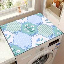 1pc Blue Bowknot Pattern Silicone Mat, Warm Family Atmosphere, Silica Gel, Anti-Slip, Suitable For Washing Machine Cover, Dryer Cover, Coffee Machine Mat, Kitchen Counter Mat, Multi-Purpose Household Mat - Blue and White Ribbon Letter Paper - View 14