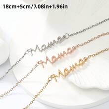 简约不锈钢字母“MAMA”链条手链，适合母亲节、万圣节、圣诞节的珠宝礼品配饰 - 彩色 - 查看 5