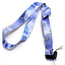 Artistic Style Phone Lanyard, Campus Card/Work ID Holder, Starry Night Koi Fish & Landscape Pattern, Detachable Halter - Rectangle - View 17