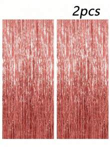 3pcs/Set 100*200cm Gold Tassel Ribbon, Shiny Metallic Texture Design, Suitable For Photography Studio Props, Birthday Party, Bridal Shower, Wedding Decoration, Backdrop, Party Decoration, Photo Booth Props - Rose Gold - View 8