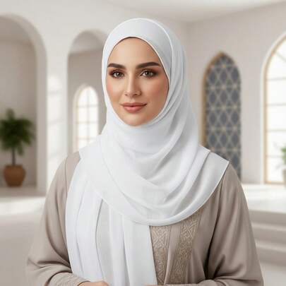 1pcsWomen Solid Color Chiffon Hijab Lightweight Soft Head Scarf For Daily Wear,Beach,Holiday