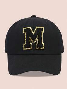 1 buah Topi Baseball Anak-Anak dengan Huruf Hitam, Topi Pelindung Matahari untuk Anak Laki-Laki dan Perempuan, Cocok untuk Aktivitas Luar Ruangan dan Penggunaan Sehari-hari - Label hitam dan emas - topi baseball kain hitam - View 22