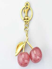 1个粉色樱花钥匙扣，优雅包包挂饰，可爱汽车钥匙链，男女通用礼物 - Gold+rose Pink - 查看 2