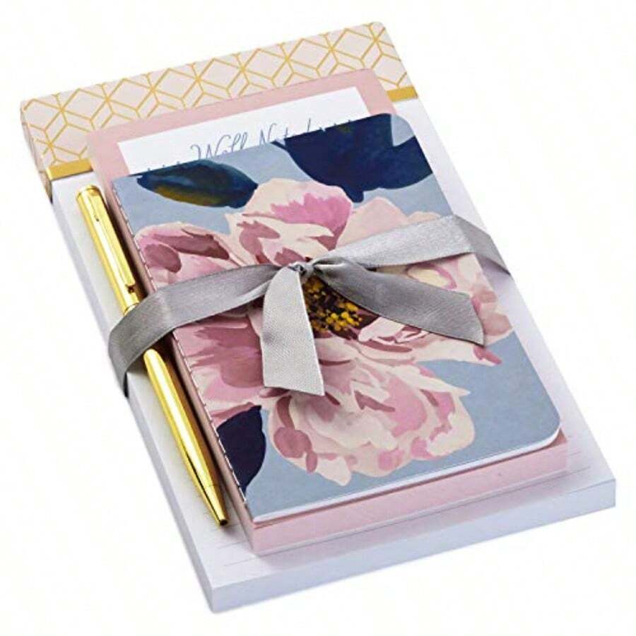 Hallmark - Bloc de notas 3 cuadernos en varios tamaños con bolígrafo dorado - hermosas rosas - Ver 1