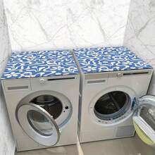 1pc Flower & Bow Pattern Silicone Mat, Warm Family Atmosphere, Silica Gel, Anti-Slip, Suitable For Washing Machine Cover, Dryer Cover, Coffee Machine Mat, Kitchen Counter Mat, Multi-Purpose Household Mat - Klein Blue Flower - View 8