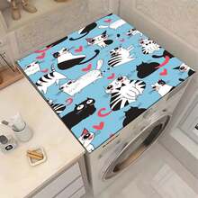 1片可爱猫咪图案硅胶垫，营造温馨家庭氛围，防滑，适用于洗衣机罩、烘干机罩、咖啡机垫、厨房台面垫，多功能家用垫 - 溫柔的家務詩 - 查看 1