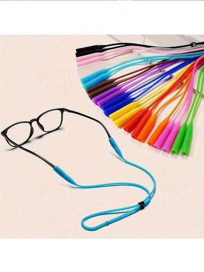 1 pieza Correa de gafas de silicona antideslizante, cadena ajustable para gafas, adecuada para deportes al aire libre para hombres y mujeres, cómoda y duradera, con patrón de letras aleatorio