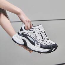 GA51598 Spring Thick-Soled Fashionable Chunky Sneakers, Comfortable Casual Shoes - Black - View 4