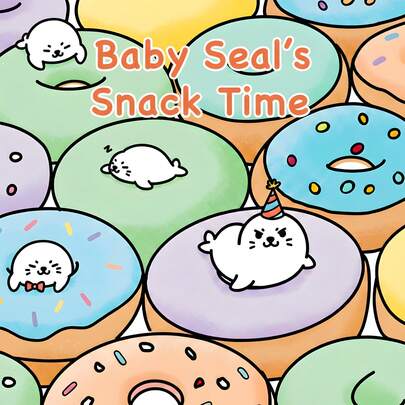 GDTME Baby Seal's Snack Time: A Cute Chibi Coloring Book For Kids, 24 Pages Of Simple And Cute Doodles, A Great Birthday Gift For Family And Friends, Back-To-School Season, Easter Gifts, Mother's Day, Stationery, Office Supplies, 7.9x7.9''.