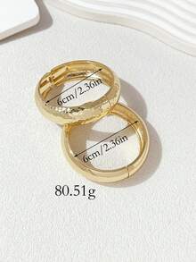 1/2 piezas Set de brazaletes únicos, brazalete de color dorado, brazalete ancho, brazalete abierto extra grande, set de brazaletes, brazalete ancho, estilo elegante y lujoso, para mujeres - Dorado - Ver 3