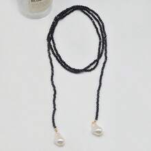 1 chiếc vòng cổ mặt dây chuyền pha lê đen sang trọng, kiểu dáng bất đối xứng, vòng cổ choker dài nhiều lớp đính ngọc trai Baroque dành cho nữ. - Nhiều màu - Xem 8