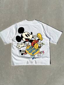 Disney UNIHLO  Mickey  Print  Summer Casual Versatile Pure Cotton T-Shirt Suitable For Any Place - 白色 - 查看 5