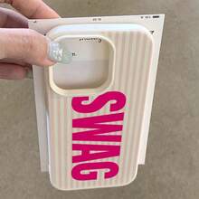 适用于 17 Pro Max、17 Pro、16 Pro、16 Plus、15 Pro Max、15 Pro、15 Plus、15、14 Pro Max、14 Pro、14 Plus、14、13 Pro Max、13 Pro、13 Pro、12 Pro Max、12 Pro、12 Pro、11 Pro Max 的字母 SWAG 图案手机壳 - 高级软壳，新款时尚 - 白色 - 查看 5