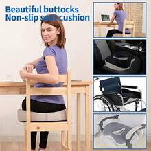 LIQUN Memory Foam Seat Cushion Pressure Relief Seat Cushion for Tailbone Pain Anti-Skid Comfortable Hip Pillow Support Cushion for Office Chair Car Wheelchair Sciatica and backache - Black - NEGRO - Ver 4