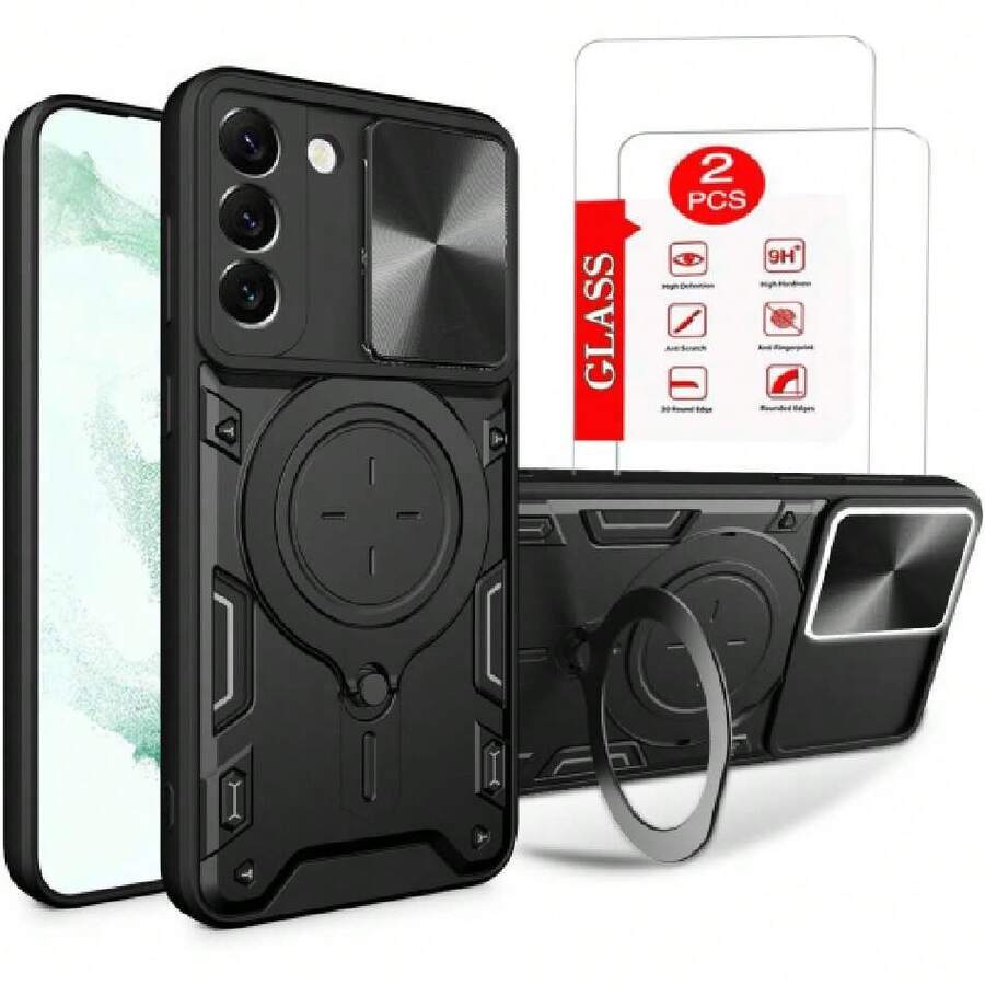 Galaxy S22 Capa Case - With Screen Protector And Built-In Phone Stand - Black, 42517925 - Mauve Purple - View 1