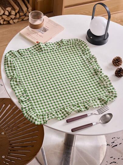 1/2/4/6pcs Square Placemat With Ruffle Edge, Fresh Minimalist Style, Kitchen Decor, Dining Table Mat, Waterproof Non-Slip Pad For Holiday Party, Birthday, Wedding, Office Desk, Coffee Table, Home Decor, All Seasons