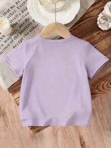 SANRIO Kitty Flower Picking Good VIBES Cute Printed Short Sleeve Top, Unrestricted For Children's Activities, Skin Friendly And Breathable Round Neck T-Shirt, Sweet Short Sleeve Suitable For Children's Daily Wear - 淡紫色 - 查看 4