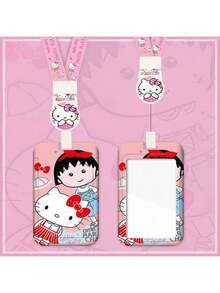 2 Peças Conjunto [Manga + Cordão], Porta-crachá com Cordão Hello Kitty Sanrio - Material ABS Durável, Bolsa Anti-Perda com Capa Protetora - Design de Desenho Animado Fofo Adequado para Homens e Mulheres, Esticar e Puxar Cartão de Identificação, Trabalho, Transporte, Cartão de Refeição, Porta-Carteira de Estudante - Multicolorido - Visão 11