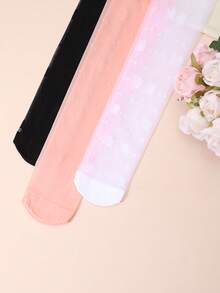 3 pares de medias de niña con estampado de corazones, con protección UPF 50+ contra los rayos solares, en colores de caramelo de punto denso y elástico, leggings delgados para el verano - Multicolor - Ver 7