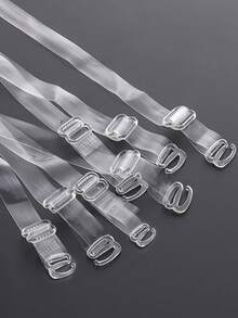 10 Pairs Transparent Invisible Bra Straps, Non-Slip Sexy Strapless Bra Accessories - Clear - View 3