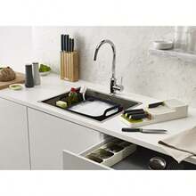 Joseph Joseph WashandDrain Barreño Fregadero para Vajilla Cubo Lavado/Escurridor de Platos con Asas y Tapón de Drenaje en Plastico Capacidad 9 Litros Gris - Blanco - Ver 4