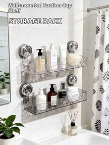 Estantería de esquina con fuerte succión | Estantería de esquina de baño de acrílico transparente | Organizador de almacenamiento de baño sin taladro - Multicolor - Ver 2